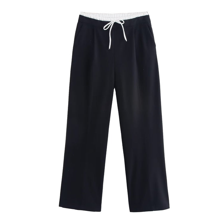 Women 60+ wide Highwaist Palazzo pants with drawstring waistband and crease Mune Fashion