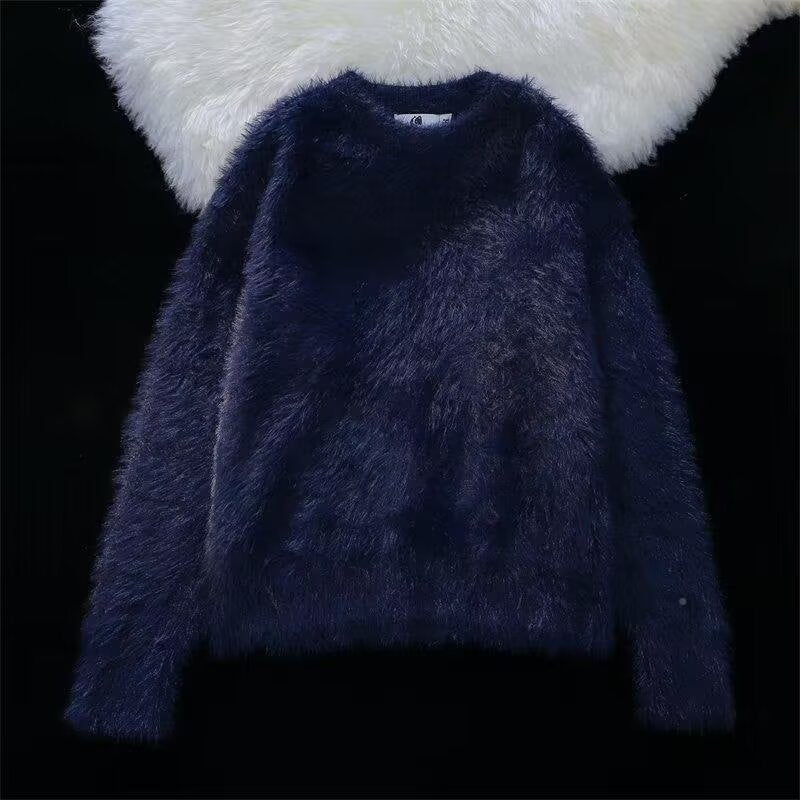 Women Soft Chunky Knit Sweater with Round Neckline Mune Fashion