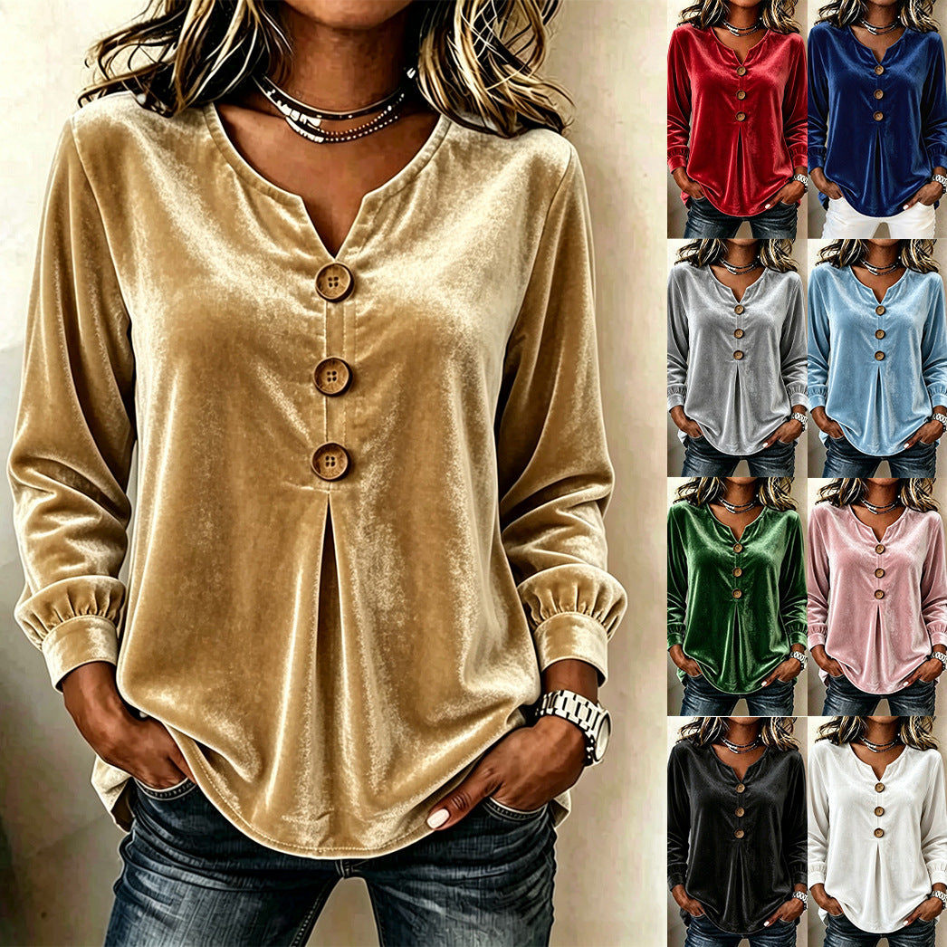 Ladies Elegant and Comfortable Velvet Blouse Mune Fashion