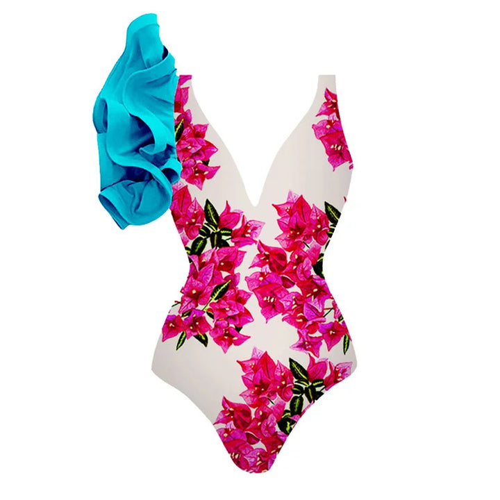 Women's swimsuit with voluminous ruffle detail and matching overlay Mune Fashion