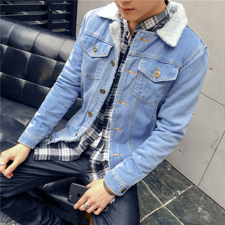Men's Fashionable Denim Jacket with Fleece Lining Mune Fashion