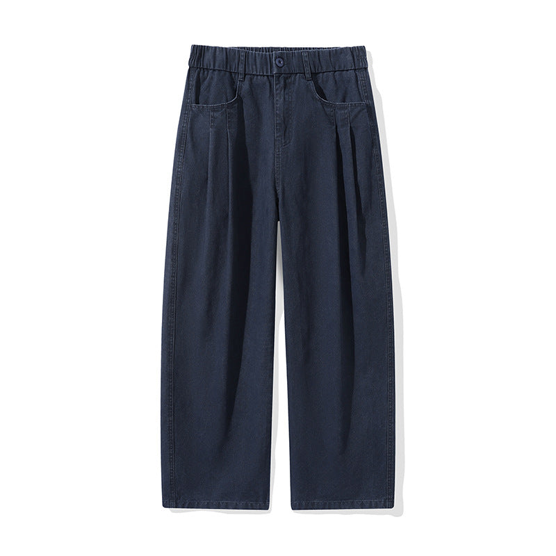 Damen Weite High‑Waist Stoffhose mit Bundfalten und elastischem Saum Mune Fashion
