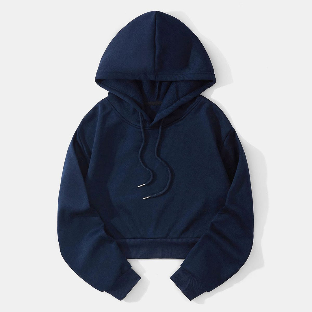 Women's cropped hoodie with soft fleece interior and elastic ribbed hem Mune Fashion