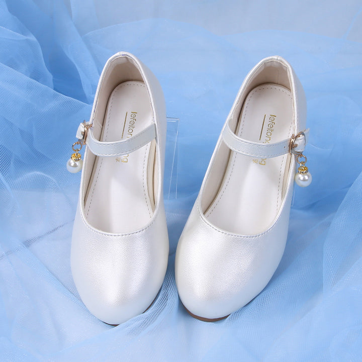 Girls Elegant Ballerinas with Adjustable Strap and Pearl Pendant Mune Fashion