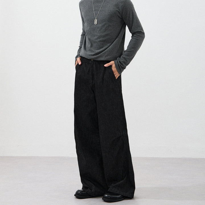 Men's Marlene denim pants in extra-wide palazzo cut with floor-length leg Mune Fashion