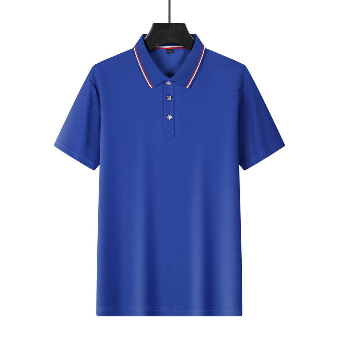 Men's breathable piqué polo with contrast stripes on the collar Mune Fashion