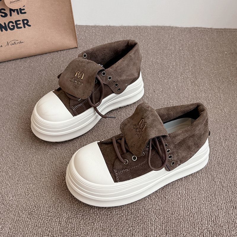 Women's High-Top Sneakers with Fashionable Suede and Sturdy Platform Mune Fashion
