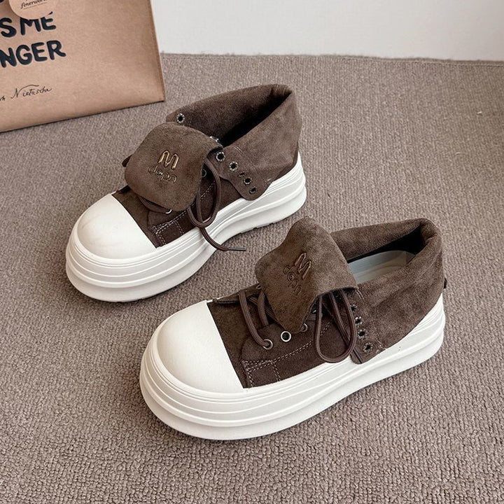 Women's High-Top Sneakers with Fashionable Suede and Sturdy Platform Mune Fashion