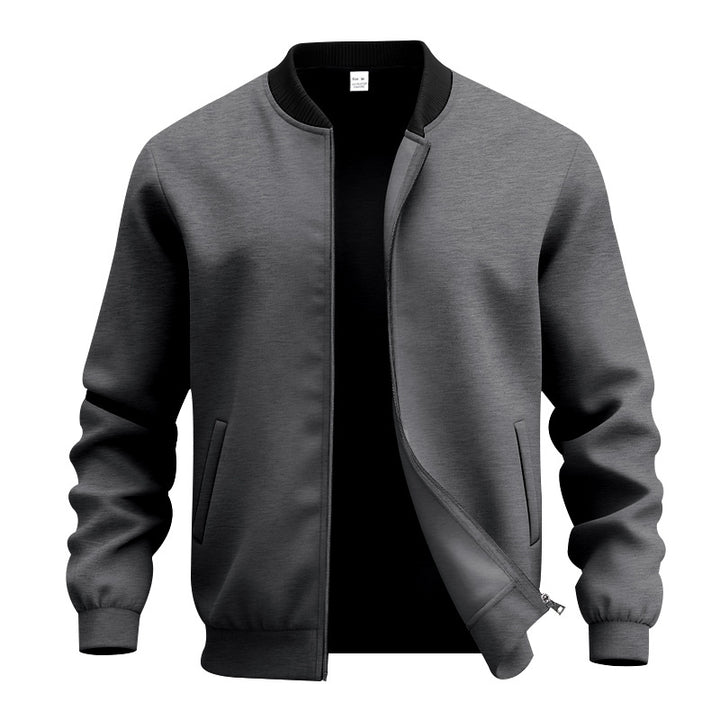 Men's lightweight bomber-style blouson with partially concealed zipper, ribbed cuffs, and side pockets Mune Fashion
