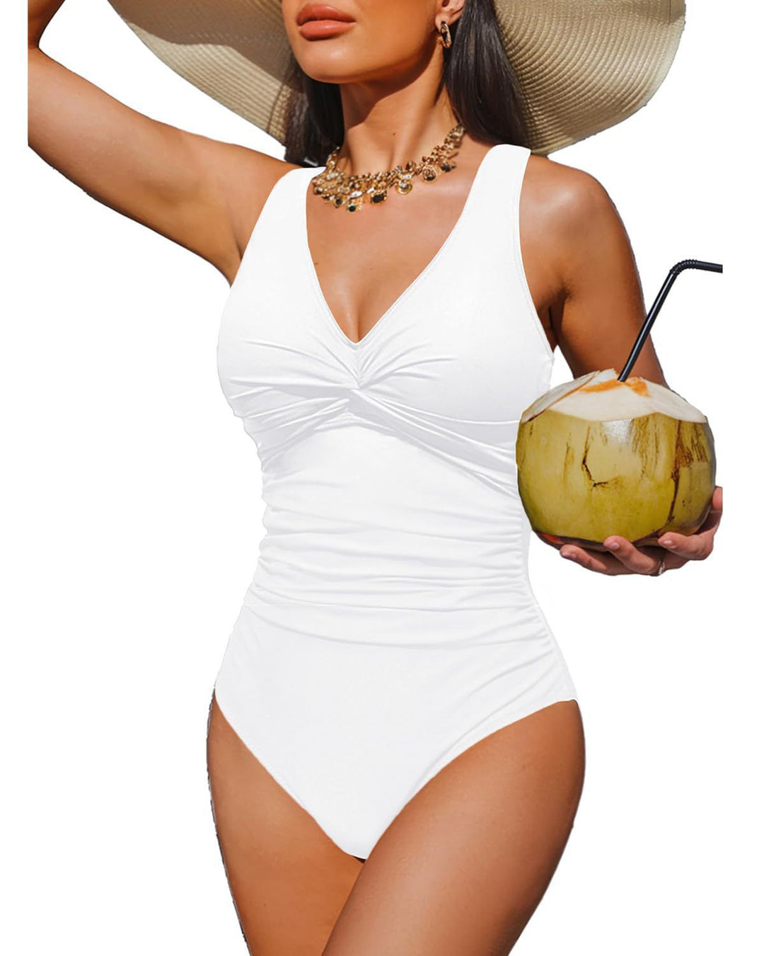 Ladies Elegant One-Piece Swimsuit with Fashionable Twist Mune Fashion
