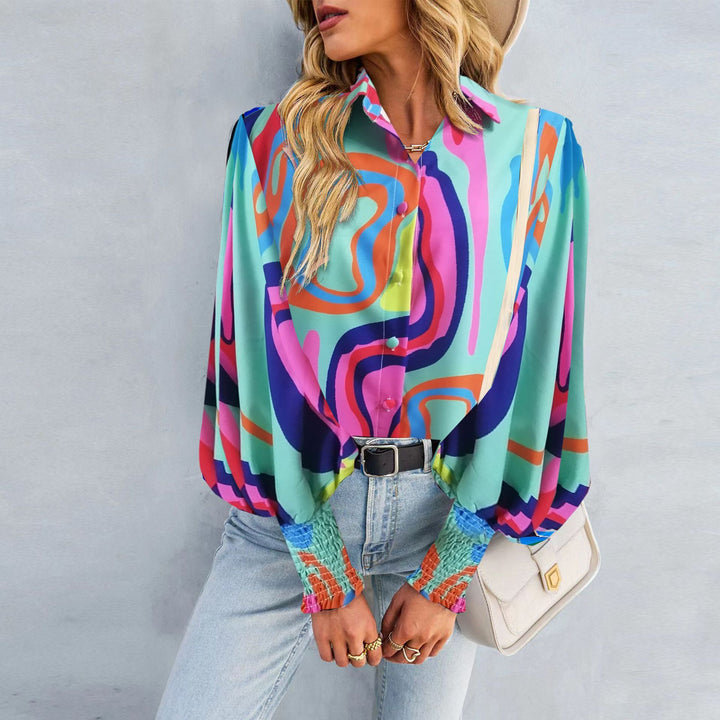 Ladies loose shirt blouse with balloon sleeves and gathered cuffs Mune Fashion