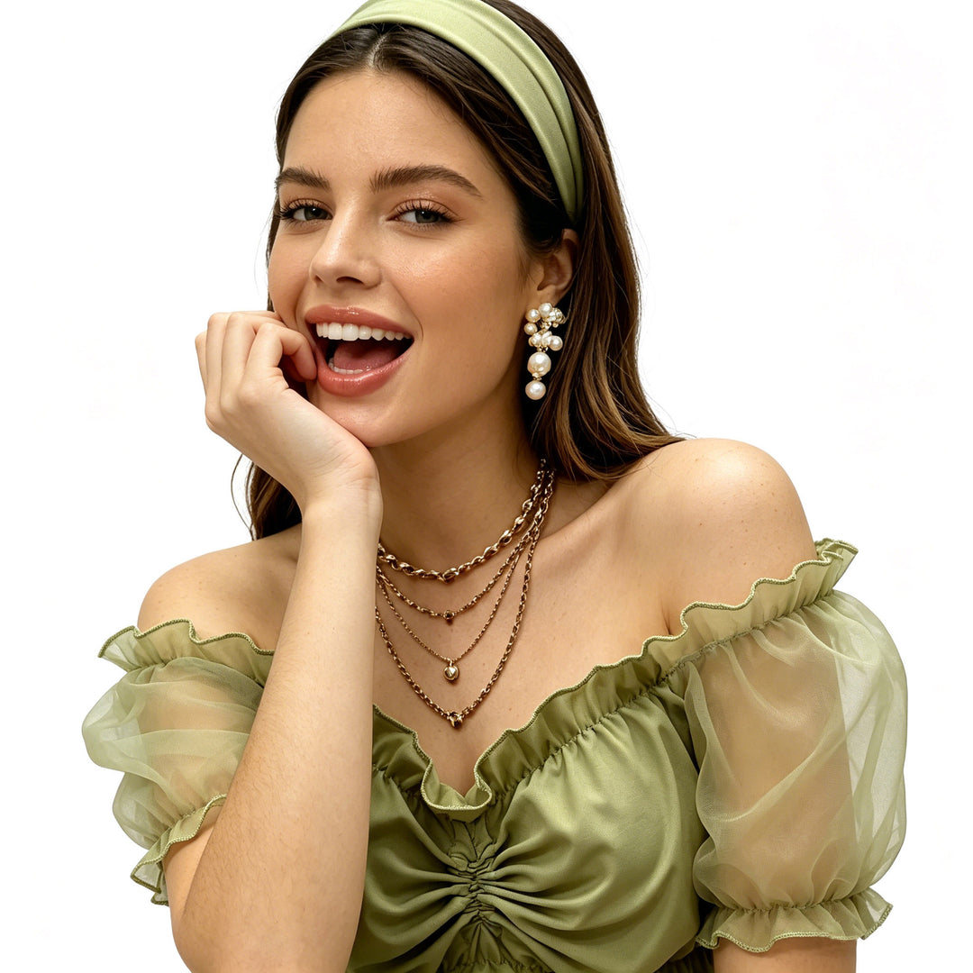 Women's ruched Crop Top with off-the-shoulder neckline and transparent organza sleeves Mune Fashion