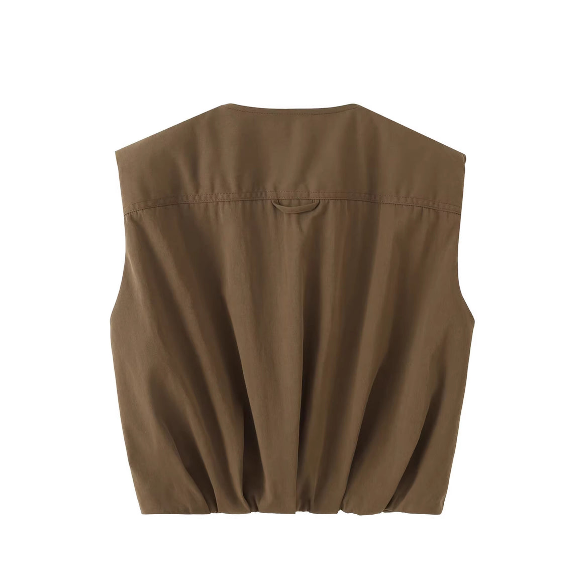 Women's Sleeveless Utility Vest with Draped Front and Chest Zip Pockets Mune Fashion