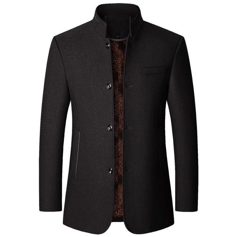 Men's wool coat with stand-up collar and quilted thermal lining Mune Fashion