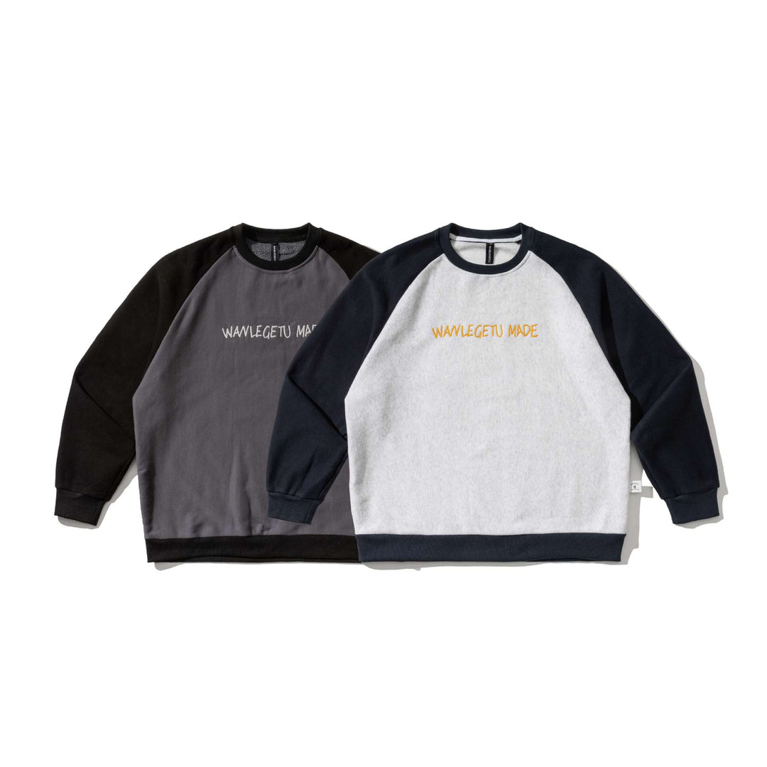 Men's raglan sweatshirt with embroidered logo and contrast sleeves made of lightweight terry Mune Fashion