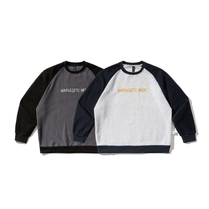 Men's raglan sweatshirt with embroidered logo and contrast sleeves made of lightweight terry Mune Fashion