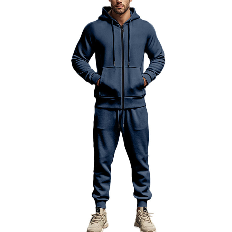 Men's Complete Sweatset with Zipper Hoodie and Tapered Jogging Pants Mune Fashion