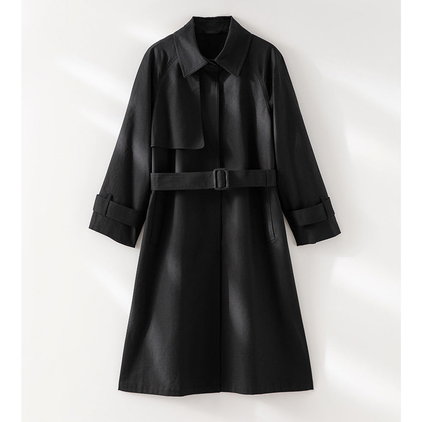 Women Classic Trench Coat with Belt and Storm Flap Mune Fashion