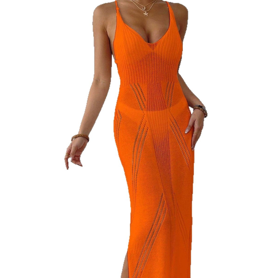 Ladies' maxi dress with intricate mesh design Mune Fashion