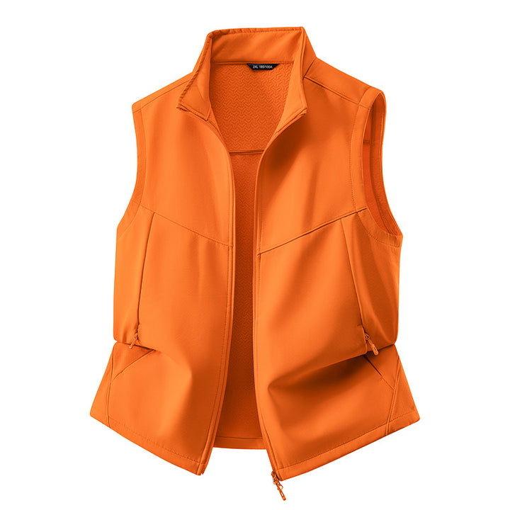 Women's Sleeveless Softshell Vest with Stand-Up Collar, Stretch Lining and Two-Way Zipper Mune Fashion