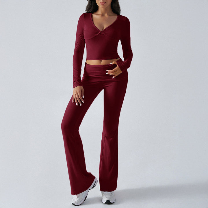 Women's form-fitting yoga set with high waist and V-neck Mune Fashion