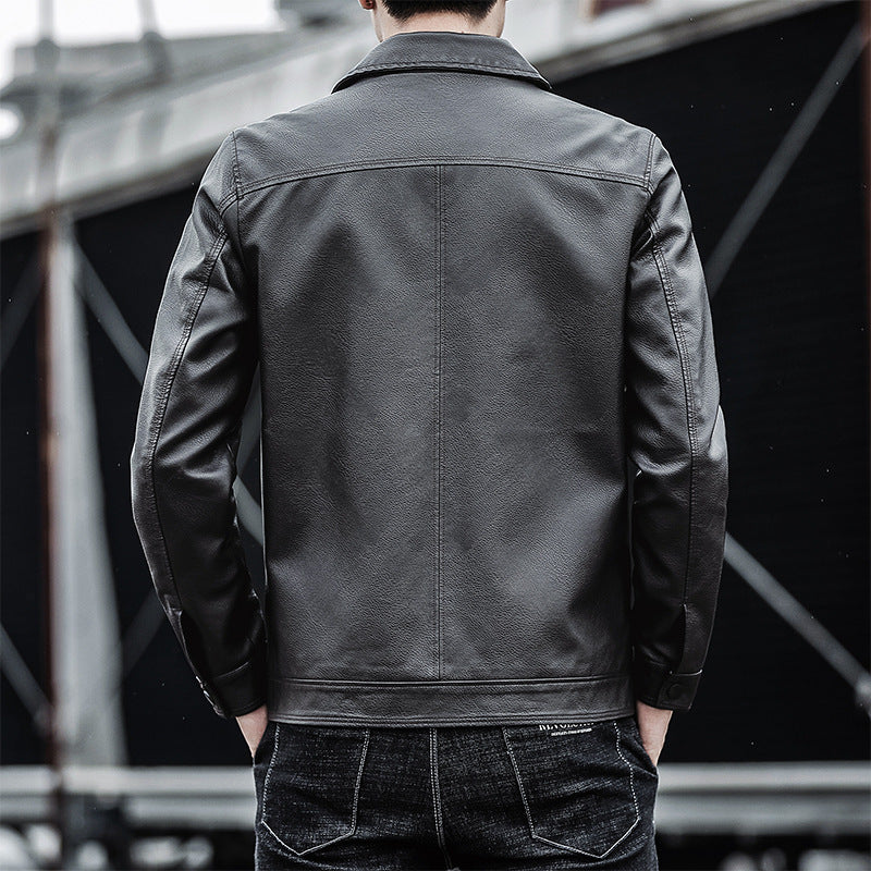 Men Casual Faux Leather Jacket Mune Fashion