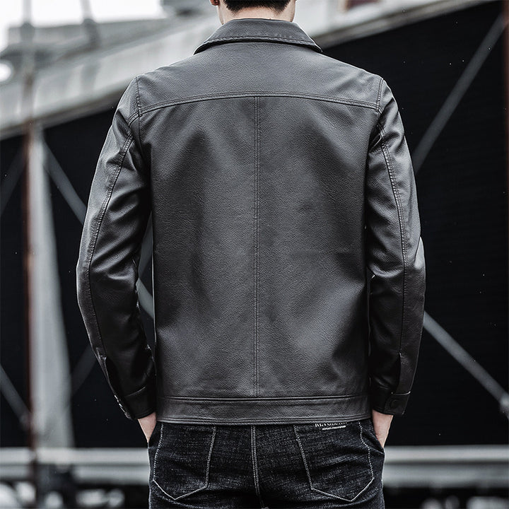 Men Casual Faux Leather Jacket Mune Fashion