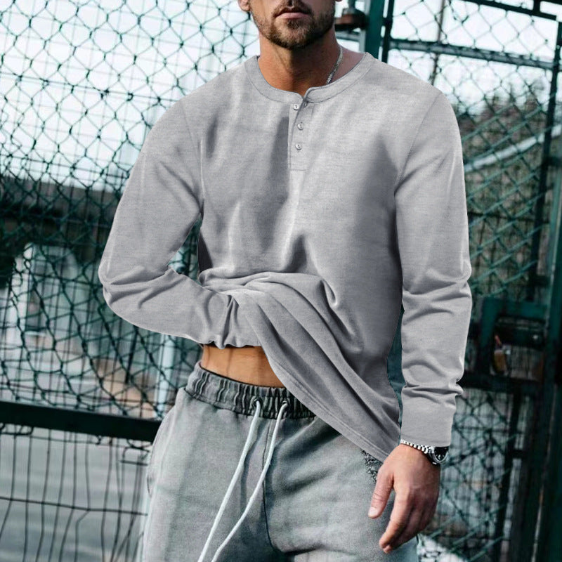 Men's casual long-sleeve shirt with short button placket, soft cotton jersey and slim silhouette Mune Fashion