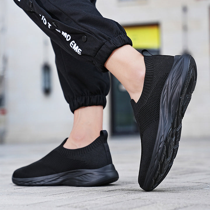 Unisex nan elastic knitted slip-on shoe with ergonomic cushioning sole and heel tab Mune Fashion