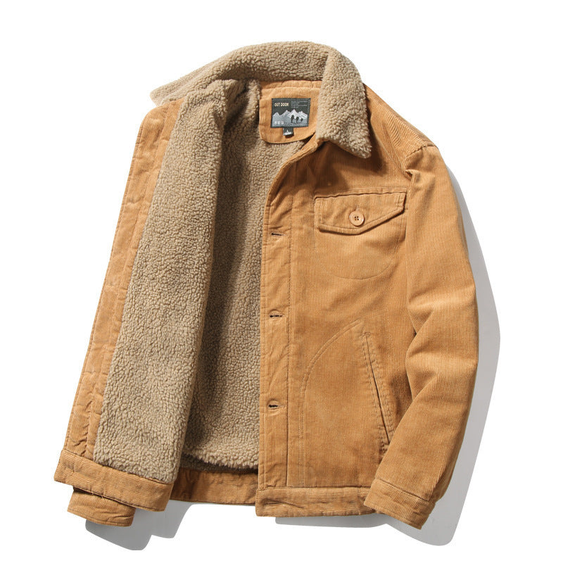 Men's cord jacket with full Sherpa lining and shirt collar Mune Fashion