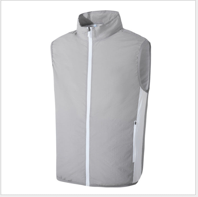 Men's lightweight breathable wind vest with standing collar and zippered pockets Mune Fashion