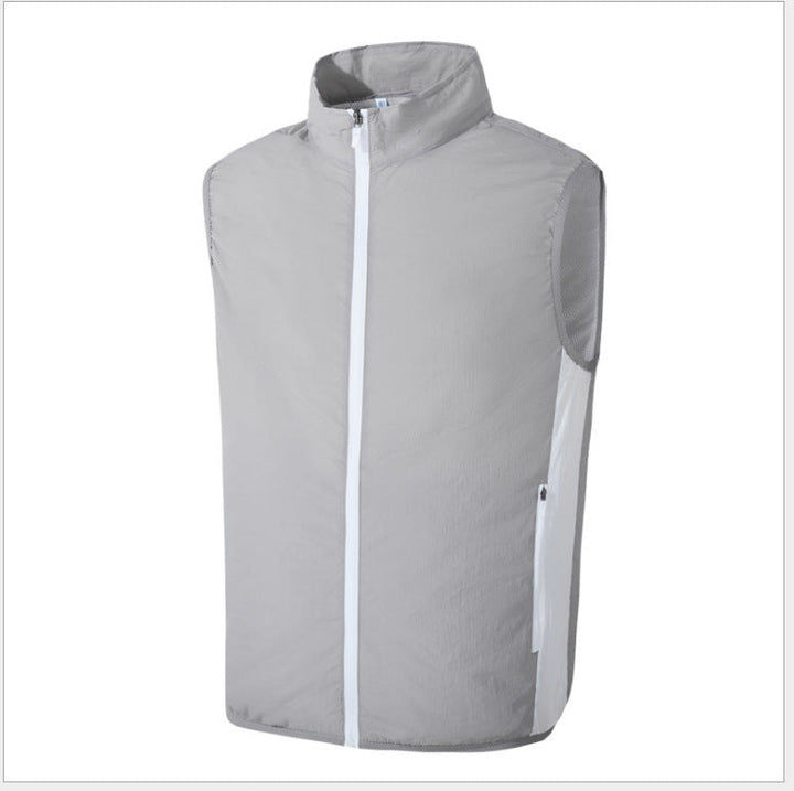 Men's lightweight breathable wind vest with standing collar and zippered pockets Mune Fashion