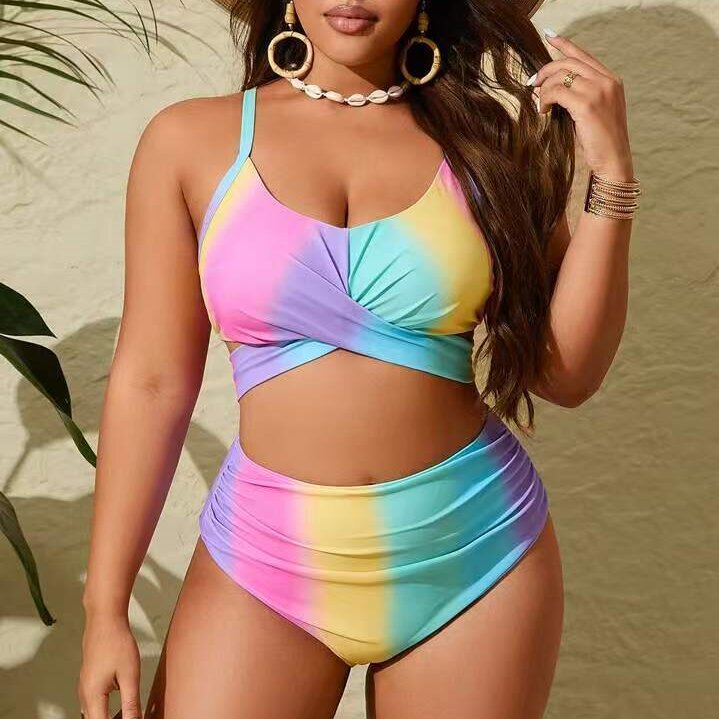 Women's High-Waisted Bikini Set with Playful Wrap Detail Mune Fashion