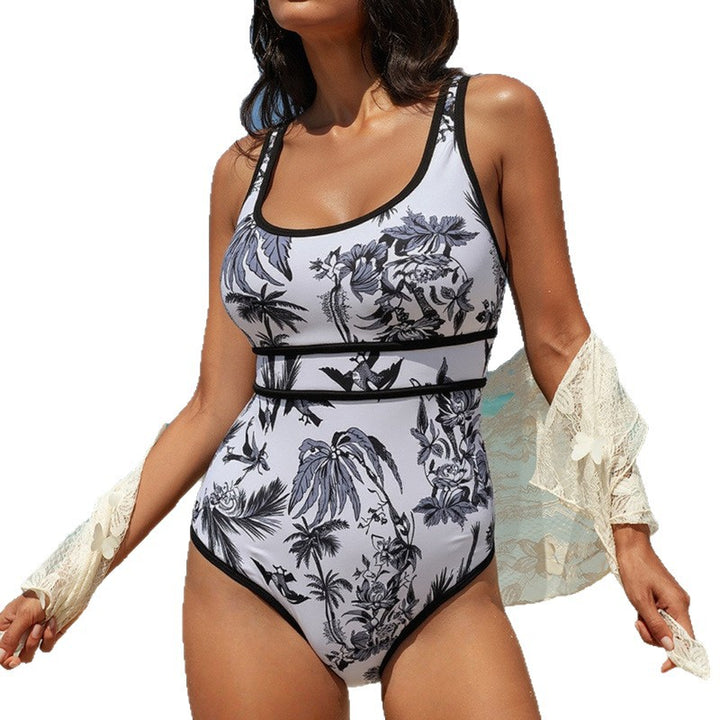 Women One-Piece Swimsuit with Fashionable Floral Pattern Mune Fashion
