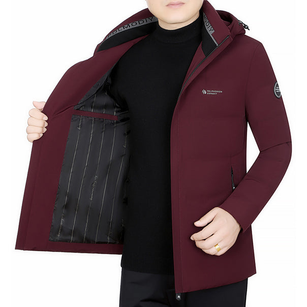 Men's Quilted City Coat with Hood, Seamless Minimal Design and Windproof Performance Outer Shell Mune Fashion