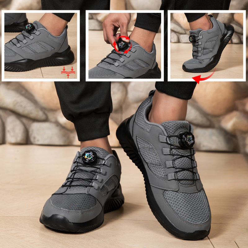 Men's sporty mesh surface sneakers with rotary closure lacing system and shock-absorbing lightweight sole Mune Fashion