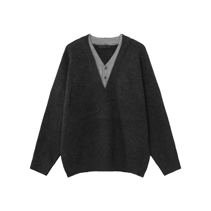 Men's Elegant V-Neck Chunky Knit Sweater Mune Fashion