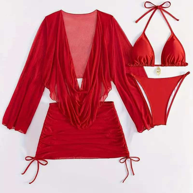 Women's bikini set with sophisticated wrap blouse and semi-transparent skirt Mune Fashion
