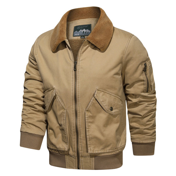 Men's pilot blouson in canvas utility style with sherpa collar and sleeve pocket Mune Fashion