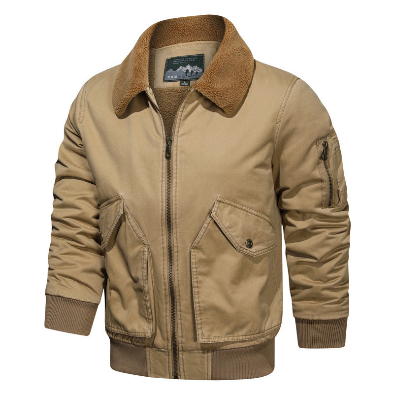 Men's pilot blouson in canvas utility style with sherpa collar and sleeve pocket Mune Fashion