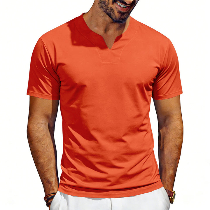 Men's V-neck sports shirt with ergonomic design seams and elastic jersey Mune Fashion