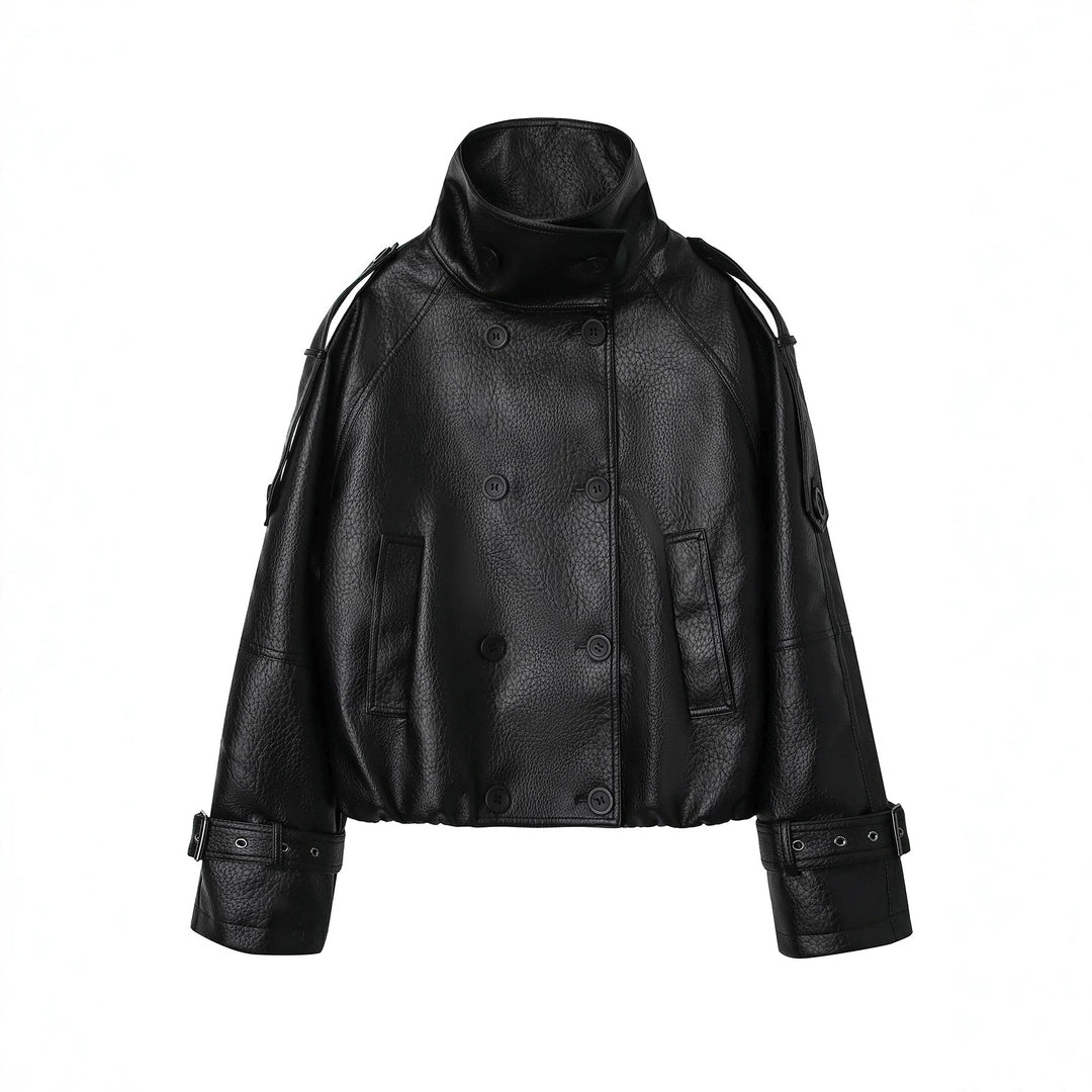 Ladies Fashionable Oversized Leather Jacket Mune Fashion