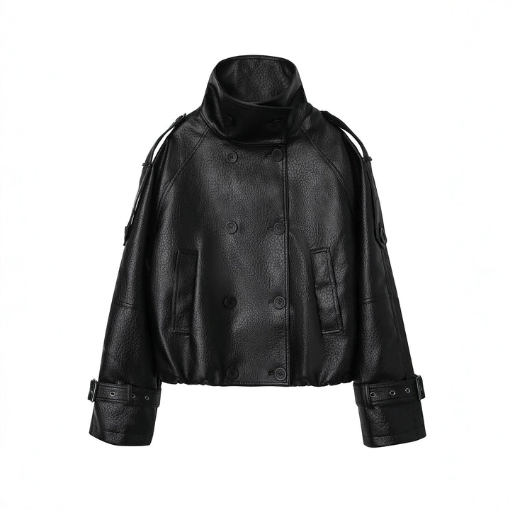 Ladies Fashionable Oversized Leather Jacket Mune Fashion