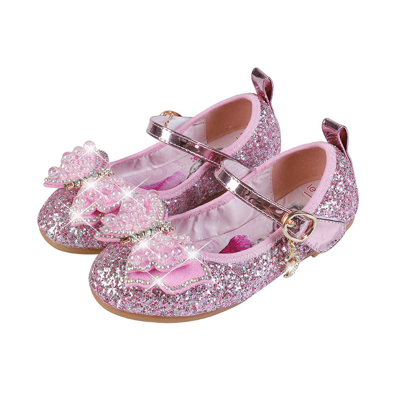 Girls Glittering Ballerinas with Bow Applications Mune Fashion