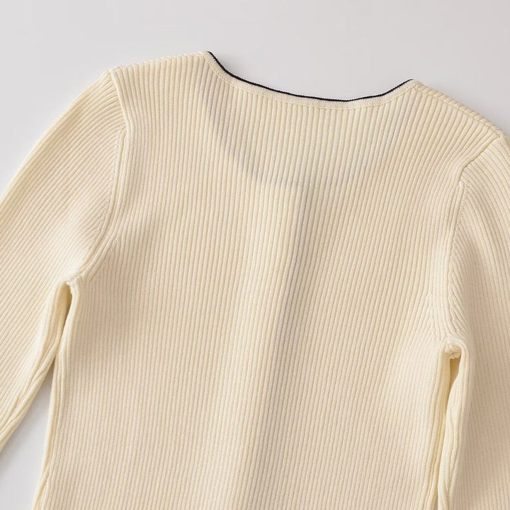 Women's fine ribbed cardigan with concealed button placket and contrast edge Mune Fashion