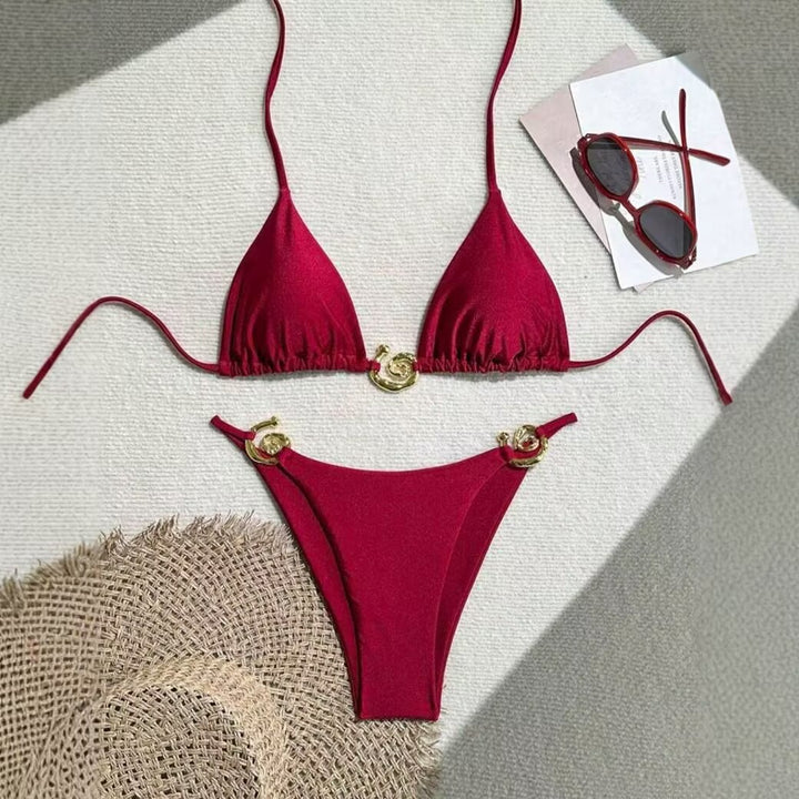 Women's Triangle Bikini with sophisticated Gold Detail Mune Fashion