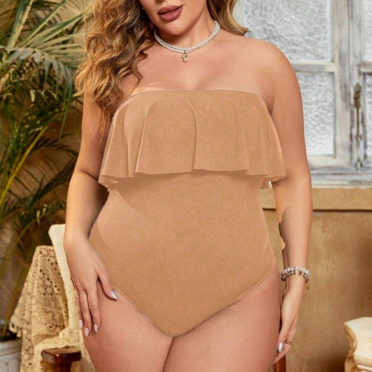 Women's One-Piece Swimsuit with Finished Ruffle Detail Mune Fashion