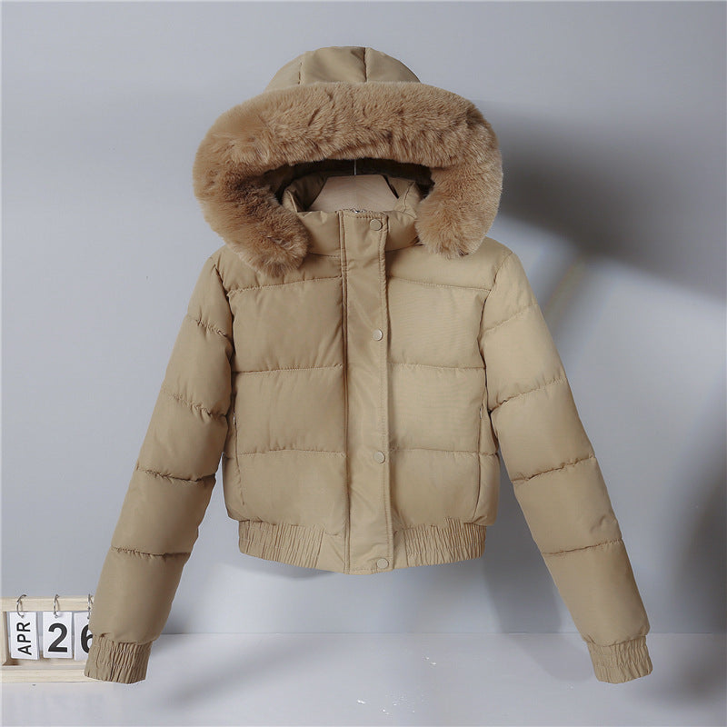 Women nan short cut thermal quilted jacket with removable faux fur hood and ribbed cuffs Mune Fashion