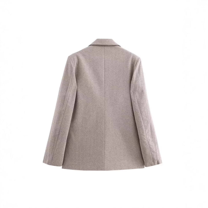 Women's Single-Breasted Blazer with Houndstooth Pattern, Notched Lapel and Flap Pockets Drune