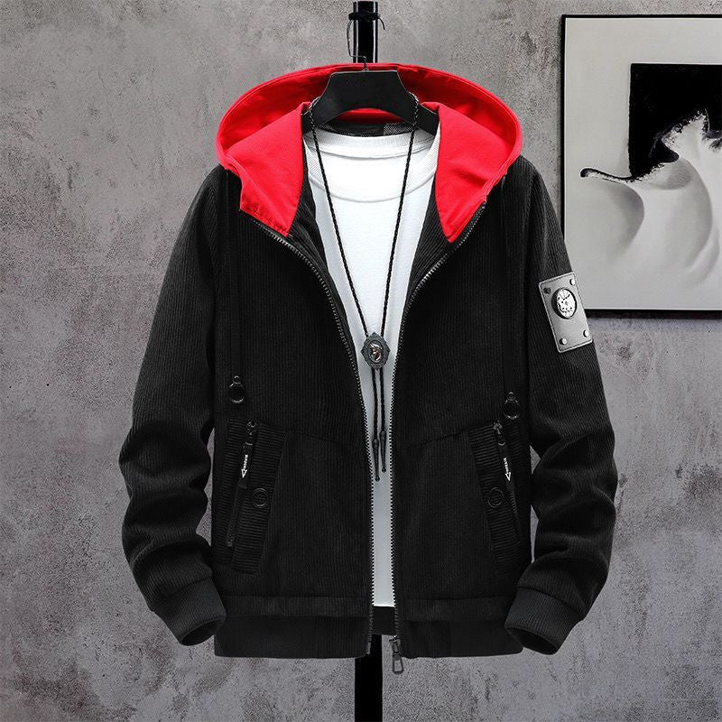 Men's Fashion Cord Jacket with Removable Hood Mune Fashion
